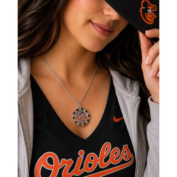 Major League Baseball Other - MLB Baltimore Orioles Rhinestone Pendant Necklace NOS Gift Idea Fan Wear